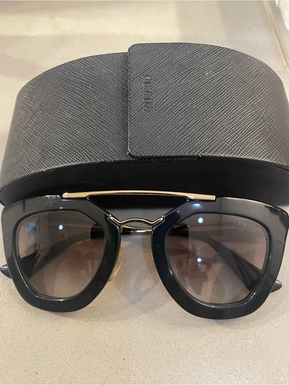 Prada Black Sunglasses with Gold Bridge - Picture 2 of 6